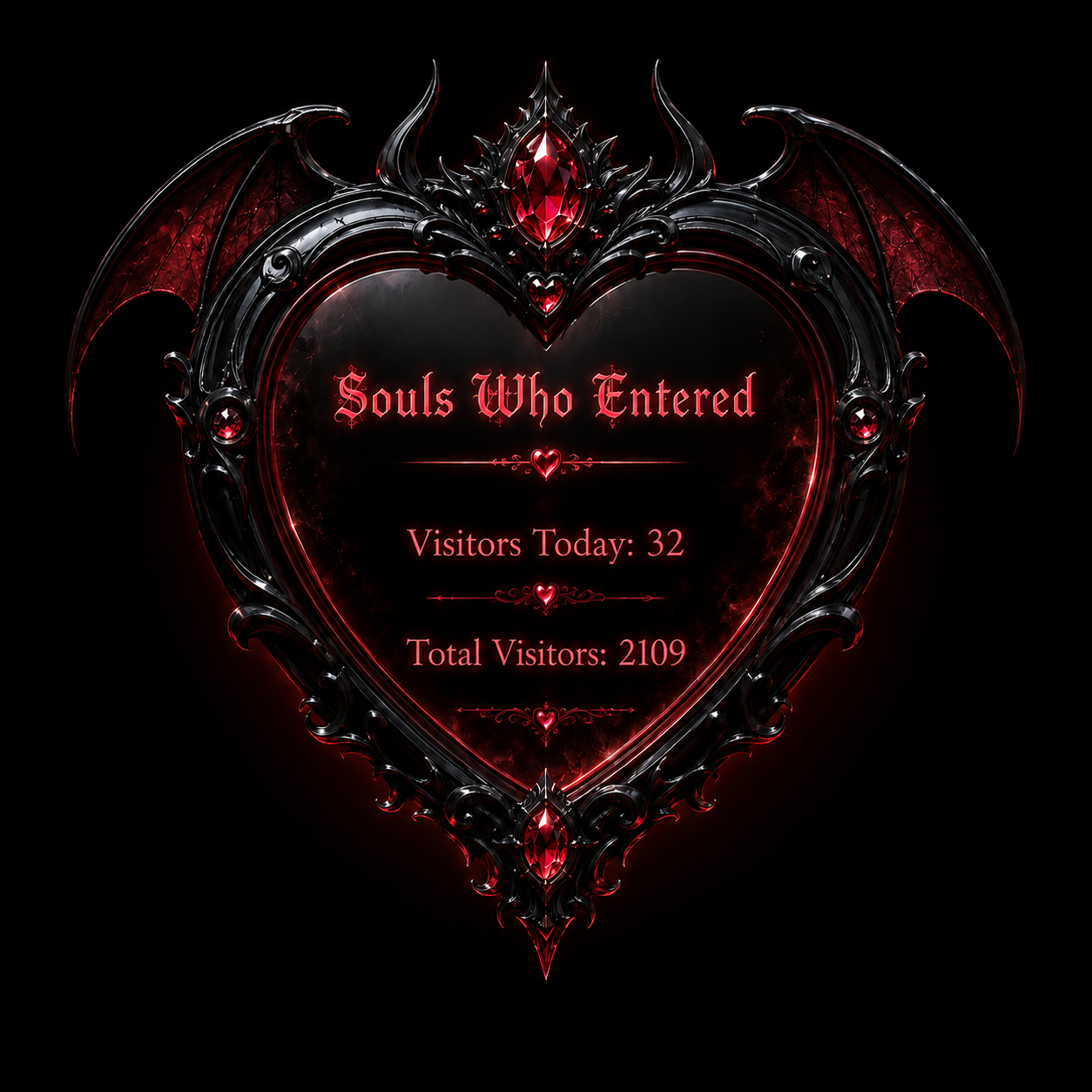 Gothic heart mirror counter